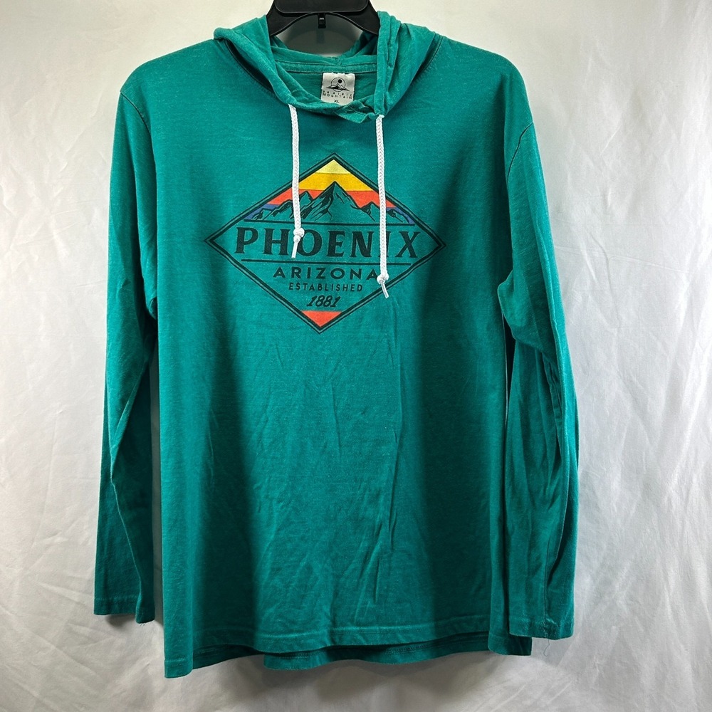 Phoenix Arizona Prairie Mountain Lightweight Layering Hoodie Mens XL Comfy Teal